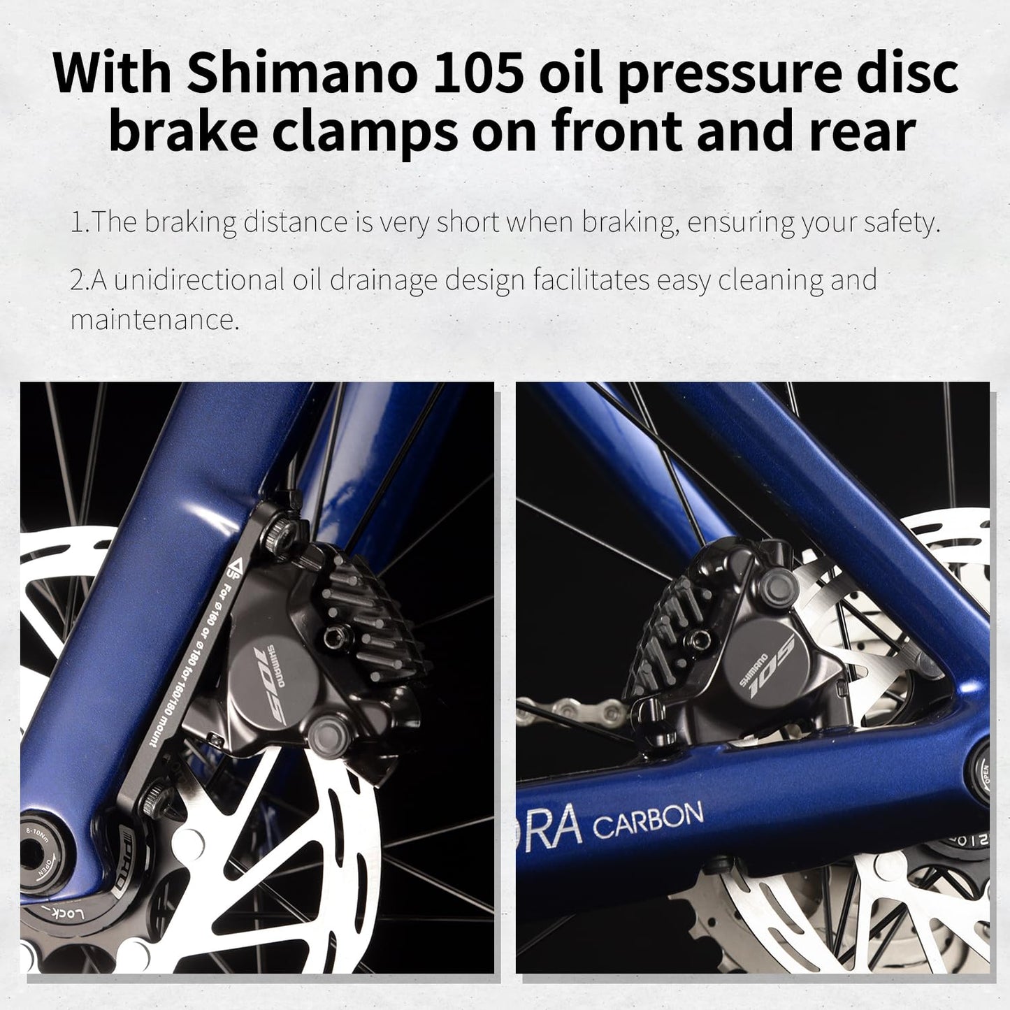 SAVADECK Carbon Fiber Road Bike, Hydraulic Oil Disc Bike with Carbon Fiber Frame and Wheelset, Lightweight Full Carbon Racing Bicycle with Shimano R7120 24S Shift Set for Adults(Dark Blue,51cm)