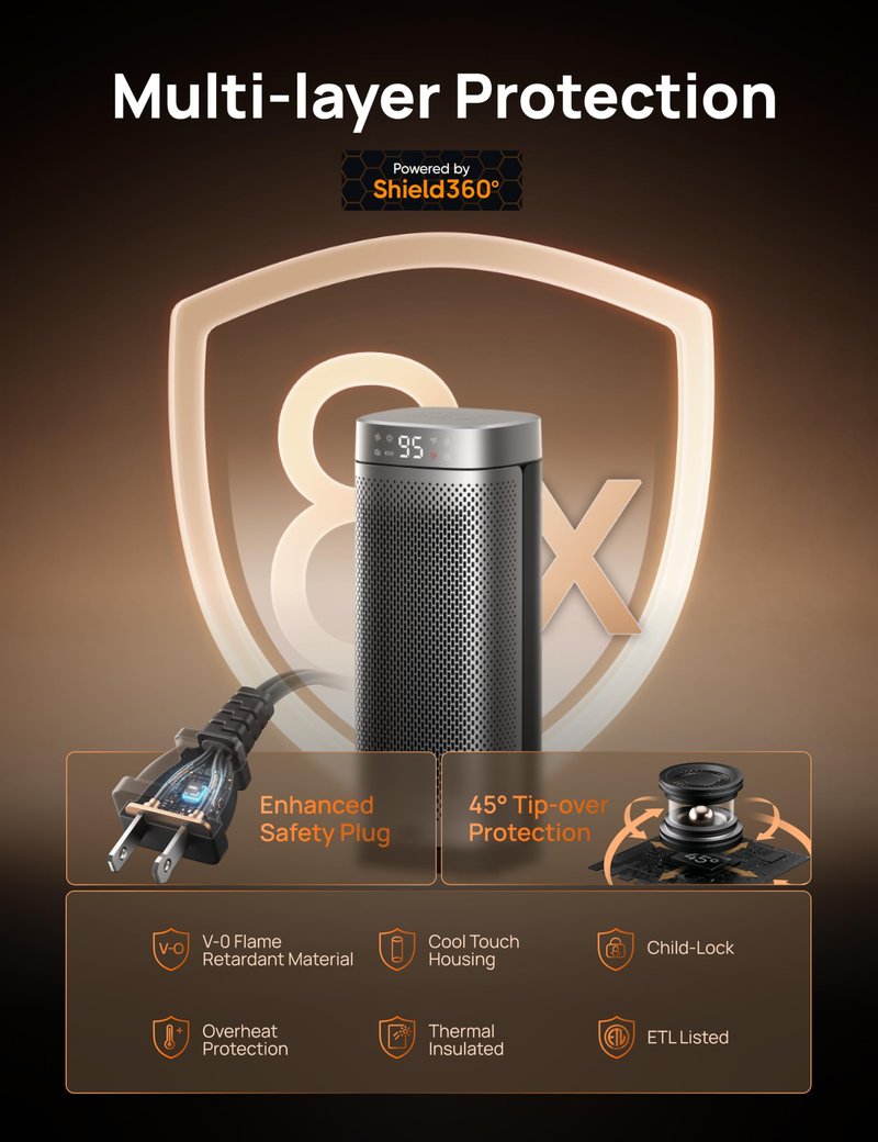DREO Space Heaters for Indoor Use, 16 Inch Fast Heating Portable Heaters with Remote, 12H Timer, 70° Oscillation, Overheat Protection, Safety Heat, Large PTC Ceramic Electric for Bedroom Home Office