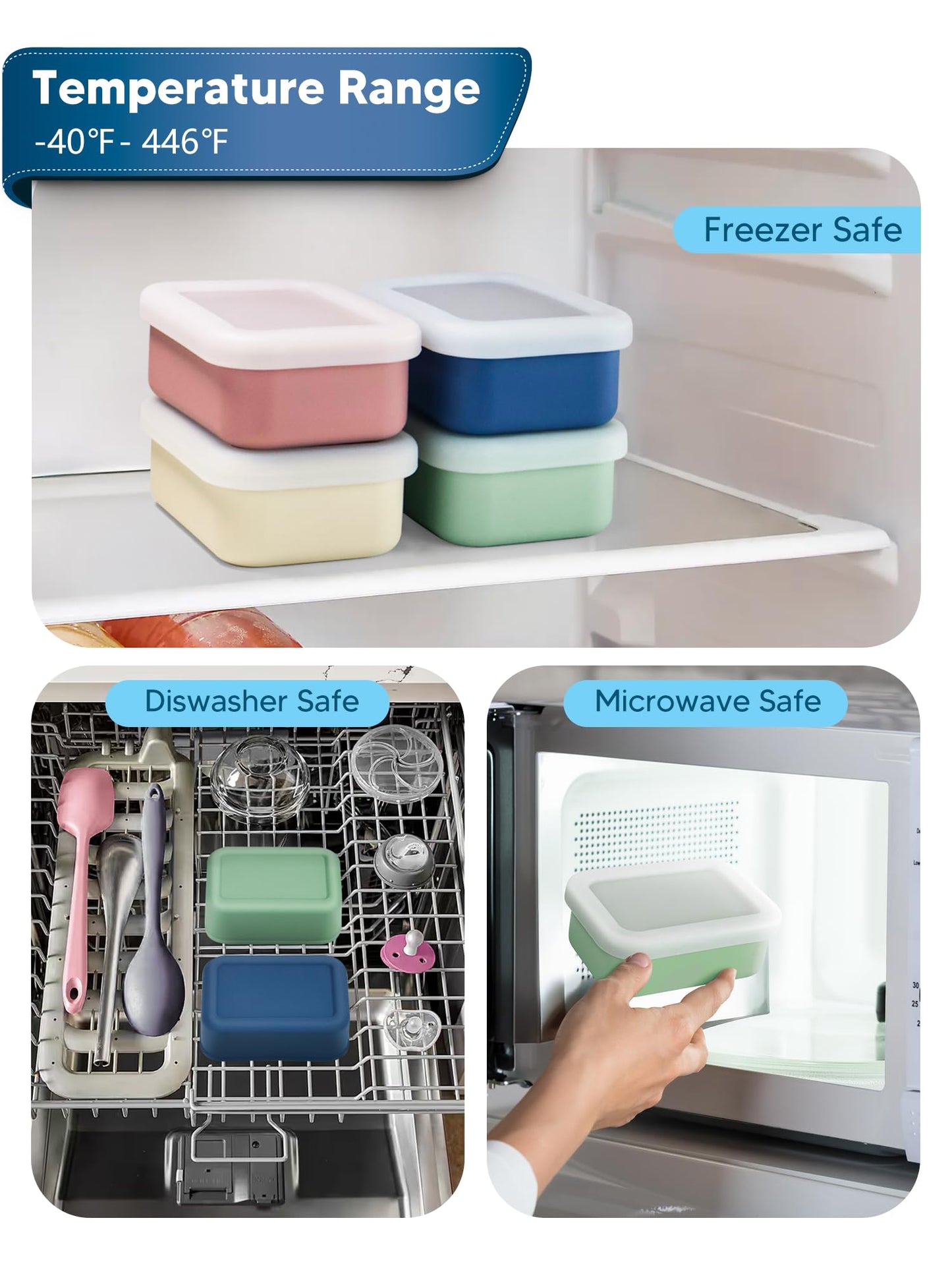 Duseu 8 PCS 1 Cup Silicone Freezer Molds with Lid, 8oz Silicone Soup Freezer Molds Meal Prep Containers Reusable Food Preserving Tray Ice Trays for Soups Sauces Stews