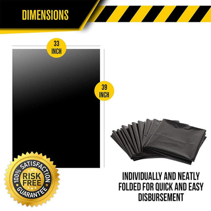 Aluf Plastics 33 Gallon 1.7 MIL (eq) Black Heavy Duty Trash Can Liners - 33" x 39" - Pack of 100 - For Contractor, Industrial, Commercial