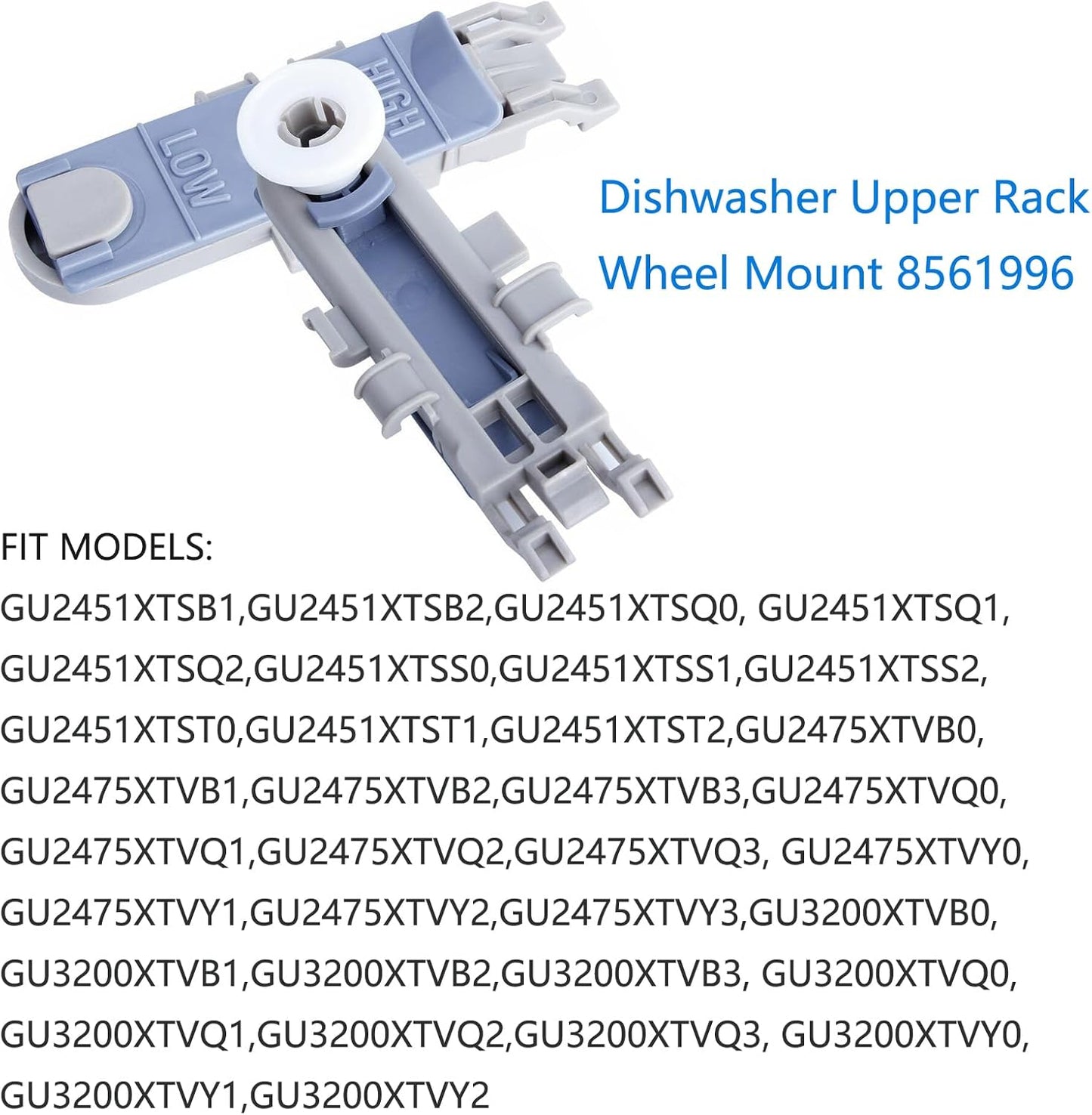 Dishwasher Upper Rack Wheel Mount 8561996 - Compatible for Whirlpool, Maytag, KitchenAid, Magic Chef, 2 Pack
