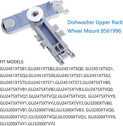 Dishwasher Upper Rack Wheel Mount 8561996 - Compatible for Whirlpool, Maytag, KitchenAid, Magic Chef, 2 Pack