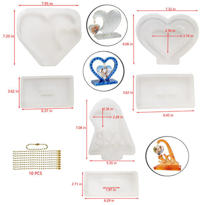 Acxydm 3 Sets Large Photo Frame Resin Molds, Heart Shape Resin Molds,Unique Big Picture Frame Epoxy Molds, 3D Photo Epoxy Resin Moulds for DIY Wedding Art Crafts Home Decor