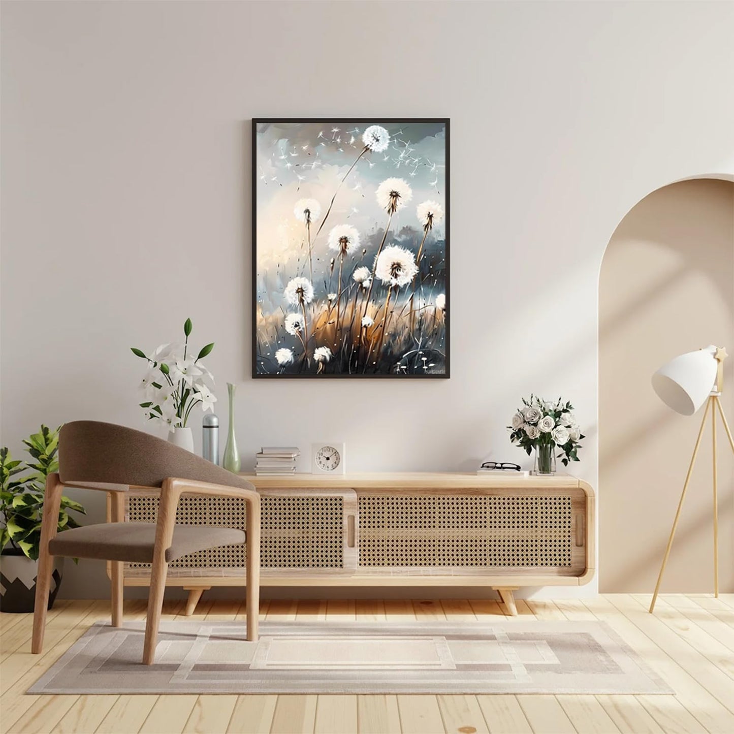 PUAGEMTI 5D Dandelions in The Wind Diamond Painting Kits Dandelion for Adults, Full Round Diamond Art Craft, Personalized Wall Decoration, Gift for Any Occasion 12x16 inch