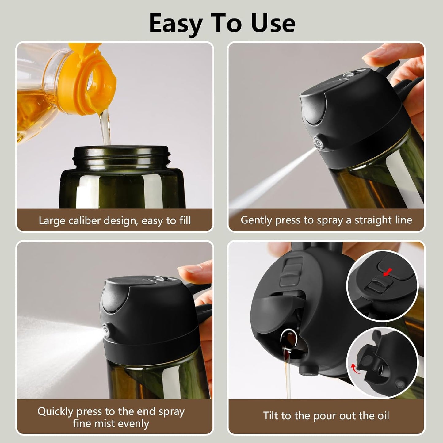 Sweet View Olive Oil Sprayer - 16oz Glass Light-Proof Oil Pourer for Cooking & BBQ