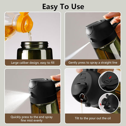 Sweet View Olive Oil Sprayer - 16oz Glass Light-Proof Oil Pourer for Cooking & BBQ