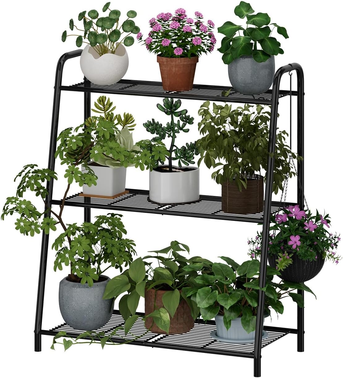 kiplant Plant Stand Indoor, Outdoor Tiered Plant Stand, Corner/Metal/Black Plant Shelf