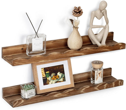 24 inch Set 2- Fun Memories Picture Ledge Shelf for Wall, Pine Wood Nursery Book Shelves of Wall Book Shelves for Kids