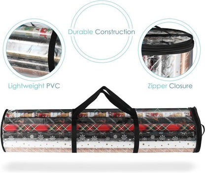 Hearth & Harbor Wrapping Paper Storage Container - Tear-Proof Organizer for 14 Rolls | Premium Clear Design