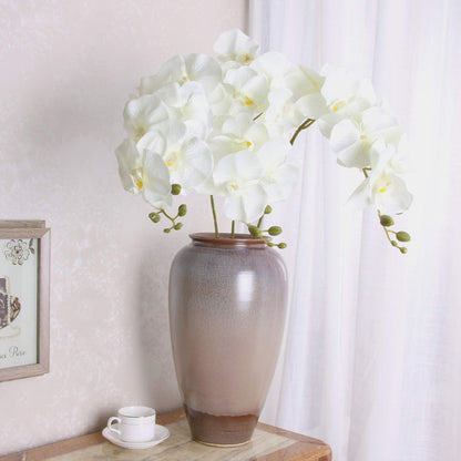 FagusHome 32" Artificial Phalaenopsis Flowers, 6 Pcs with 4 Bundles Leaves for Home Décor