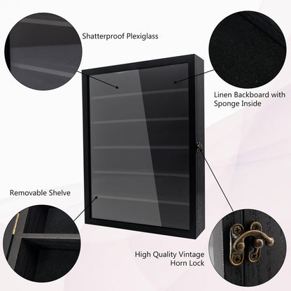 Hodeframe Shadow Box Frame with Removable Shelves, Black 12x16 Deep Memory Box Display Case for Keepsake Collectibles, Coins Military Medals Pins Wedding Flowers