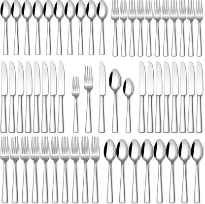 Stapava 60-Piece Silverware Set - Food-Grade Stainless Steel Flatware for 12 | Mirror Polished & Dishwasher Safe