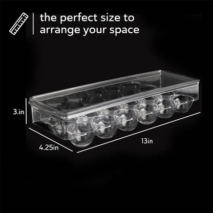 12 count 2 Pack Egg Holder for Fridge Egg Container for Refrigerator Clear Stackable with Lid & Handles