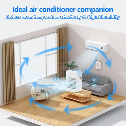 Portable Air Conditioners, 180° Oscillation Mini AC, 4 Wind Speed, Built-in Ambient Light, Large Water Tank for
