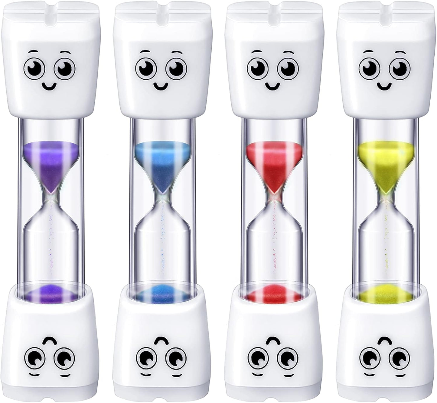 Weewooday 4 Pieces Toothbrush Timer for Kids - 2 Minute Sand Timer for Proper Tooth Brushing (Blue, Red, Purple, Yellow)