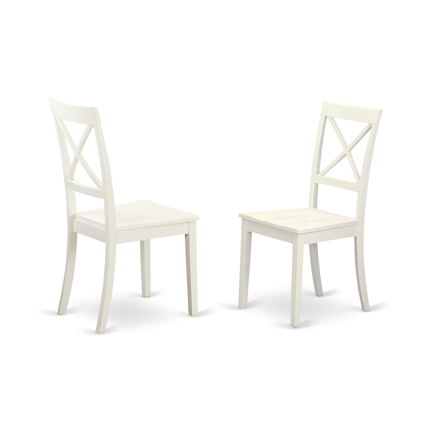 East West Furniture DLBO3-WHI-W 3 Piece Dining Room Table Set Contains a Round Kitchen Table with Dropleaf and 2 Dining Chairs, 42x42 Inch, Linen White