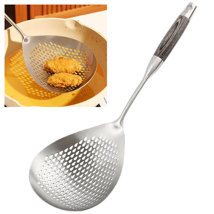 GLENDAVENY 304 Stainless Steel Skimmer Slotted Spoon, Spider Strainer Skimmer Ladle Spoon for Cooking and Frying, Pasta, Spaghetti, 5.8 inch, Dishwasher safe