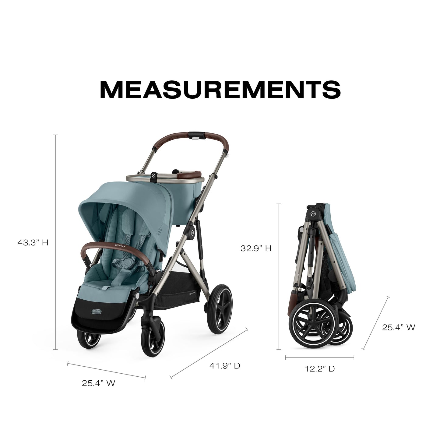 Cybex Gazelle S Stroller Modular Double for Infant and Toddler Includes Detachable Shopping Basket Over 20+ Configurations Folds Flat Easy Storage, Sky Blue, 1.0 Count, 5.0 liters, 28.4 pounds