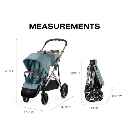 Cybex Gazelle S Stroller Modular Double for Infant and Toddler Includes Detachable Shopping Basket Over 20+ Configurations Folds Flat Easy Storage, Sky Blue, 1.0 Count, 5.0 liters, 28.4 pounds