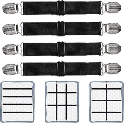 Adjustable Bed Sheet Clips, Heavy Duty Sheet Fasteners Holder Straps for Mattress, Sofa, Couch, Recliner