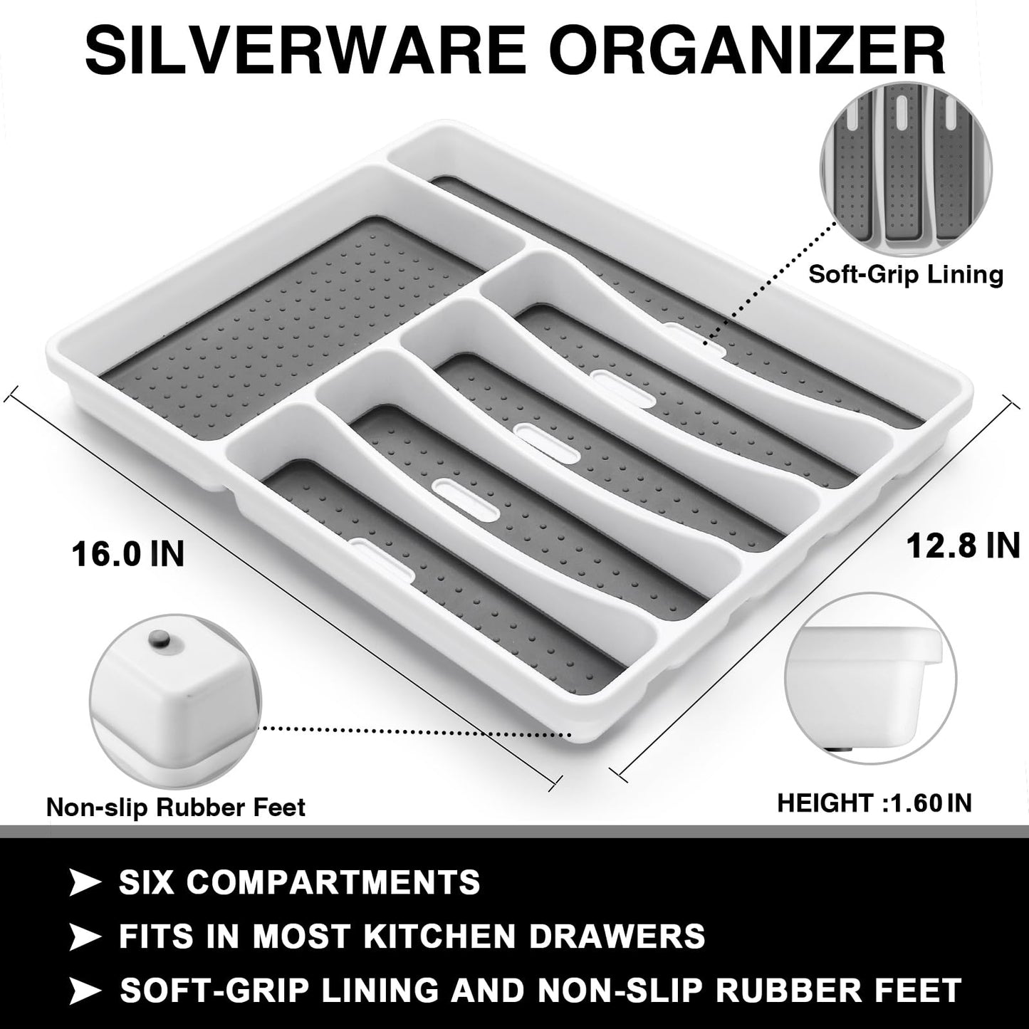 49-Piece Silverware Set with Organizer, Heavy Duty Stainless Steel Flatware Set for 8, Cutlery Utensil Sets with Steak Knives, Rust-proof, Mirror Polished, Dishwasher Safe, Heavy Duty