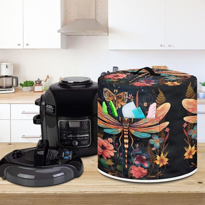 Dragonfly Butterfly Flower Rice Cooker Dust Cover, Washable Protective Cover for Small Appliances in Home