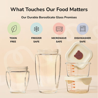 Kwiplee Bubble Blender, Baby Food Maker & Puree Blender with 2 Borosilicate Glass Cups, Compact Baby Bullet for Smoothies, Hands-Free One-Touch, 200W Motor, Cream