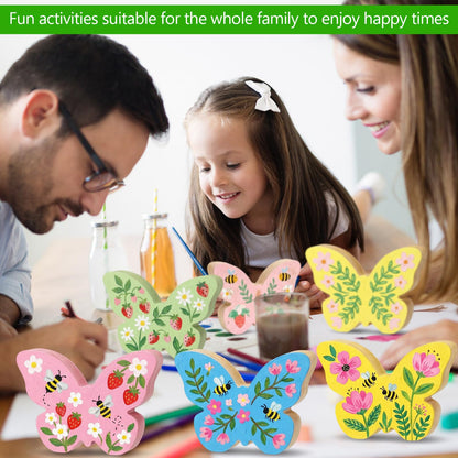 Novabright 6 Pcs Large Wooden Butterfly Block Unfinished Butterfly Shaped Signs Wood Blocks to Paint Blank Wood Table Centerpieces for Spring Home Decor Classroom DIY Art Craft Party Supplies