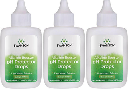 12.25 (1.25 Oz) 3 Pack Swanson Alkaline Booster - pH Protector Drops with pH Rating - Make Your Own Alkaline Water