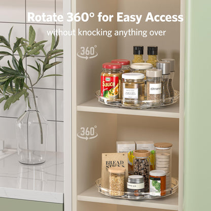 LAMU 4 Pack 9.25in Lazy Susan Organizer, Clear Lazy Susan Turntable for Cabinet, Refrigerator, Table Top, Kitchen, Bathroom, Pantry Organizers and Storage