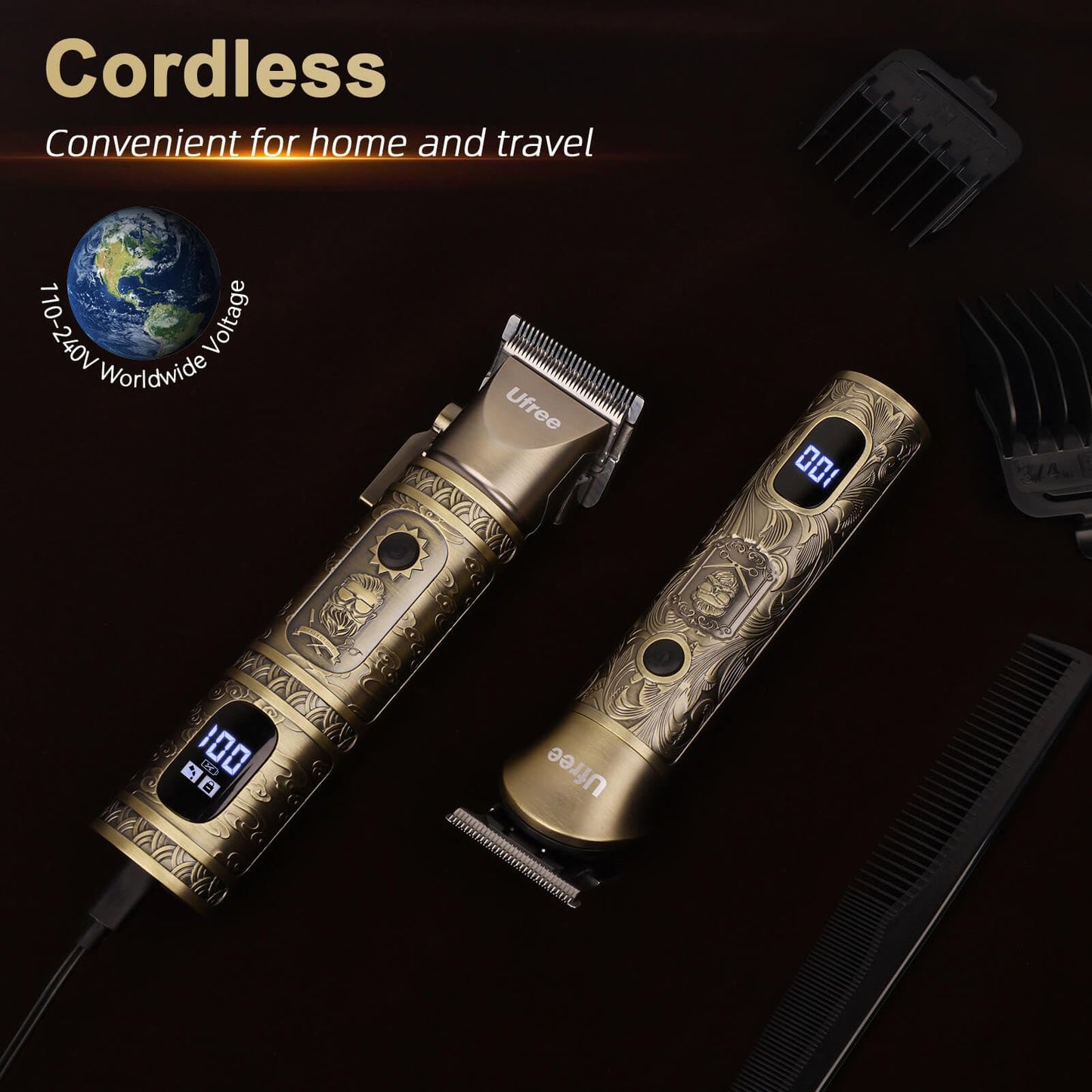 Ufree Beard Trimmer for Men Professional with Hair Clippers, Barber Clippers and Trimmers Set, Electric Razor Shavers for Men, Cordless Mens Grooming Kit for Nose, Ear, Face, Hair, Gifts