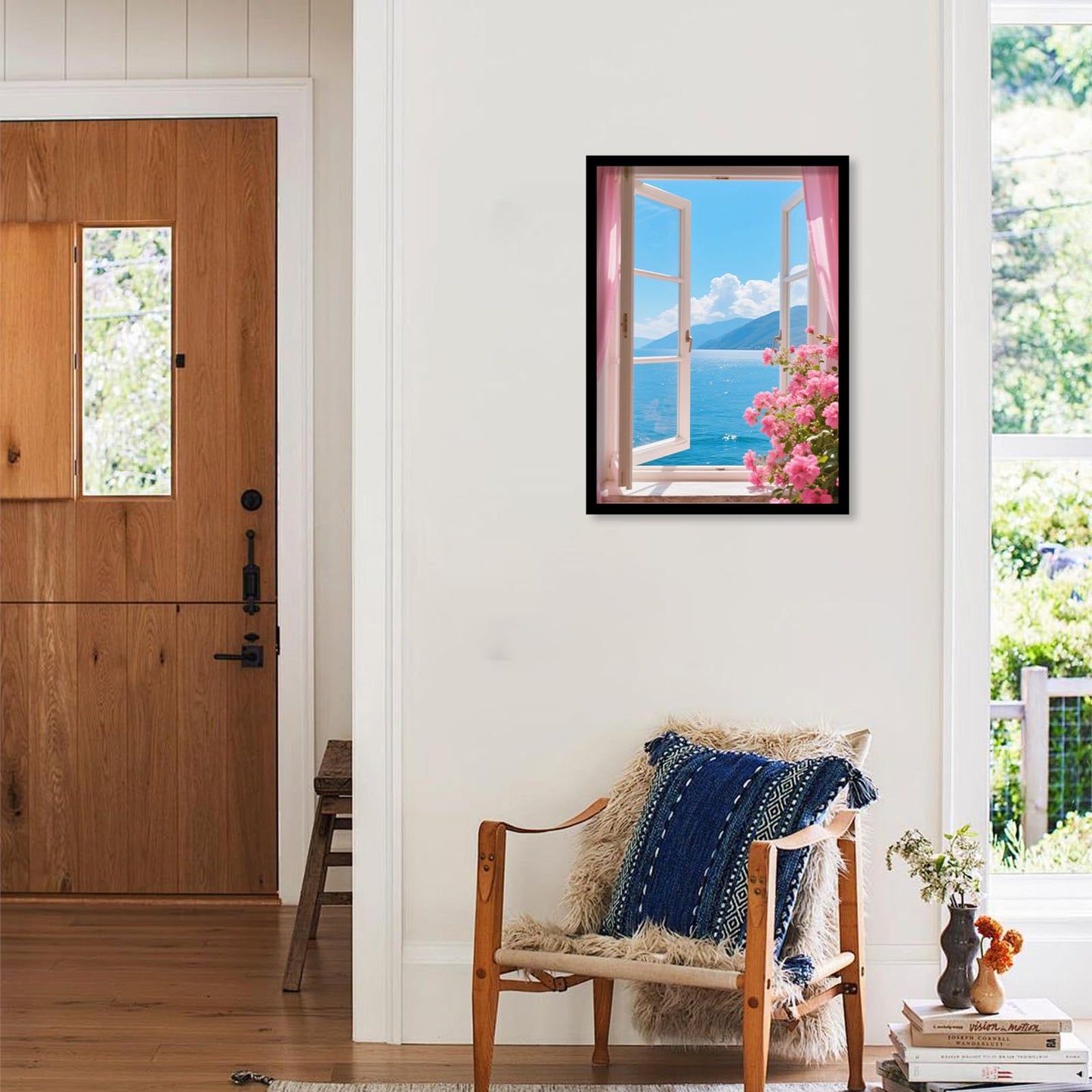 JZHYOAN Window Sea Sky 30x40cm Diamond Art Painting Kit for Adult Diamond Art for Beginners Adult 5D DIY Full Drill Round Gem Art Craft Home Wall Decor Gift Crystal Rhinestone Round Cross Stitch Kit