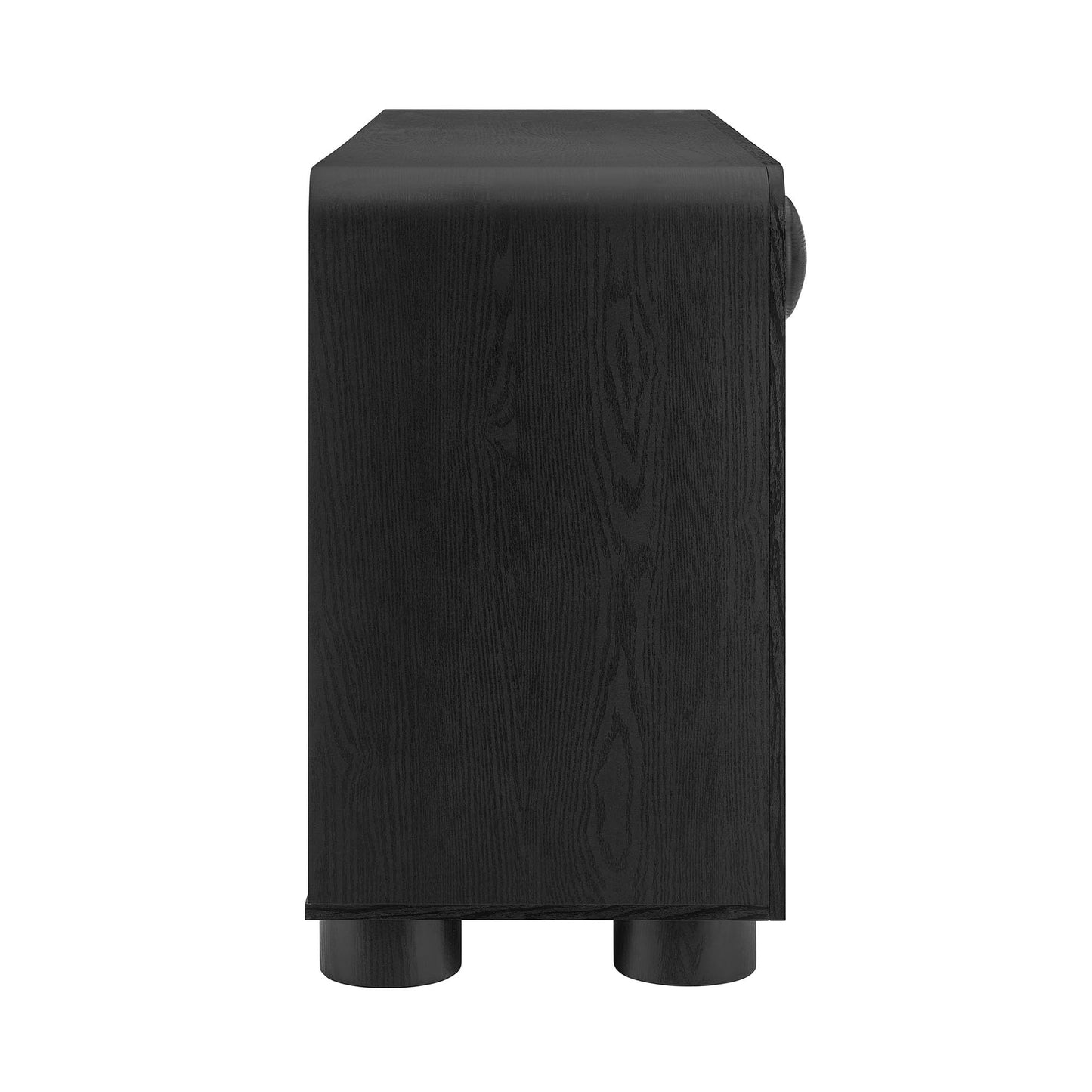 Modway Sonnet Retro Curved Sideboard in Black – 57 Inch Modern Buffet Cabinet with Circle Knobs – Credenza Cabinet with 3 Drawers – TV Stand Media Cabinet for Living Room, Home Office, Lounge Area
