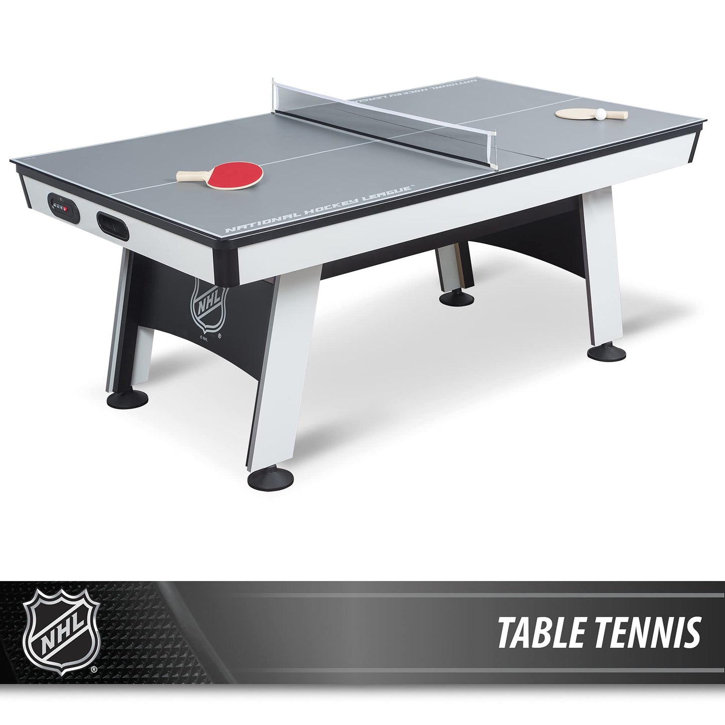 EastPoint Air Hockey Table - 80-Inch, White - LED Scoring & Stadium Sound for Home Arcade - Quick Table Tennis Conversion for Multi-Game Station - Smooth Coated Surface & Levelers for Gaming Stations