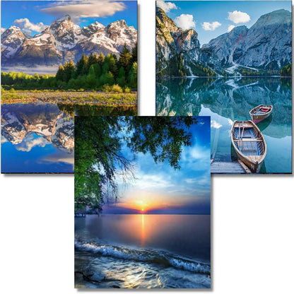 OFRKE Diamond Painting Kits for Adults,3 Pack Landscape Diamond Art for Beginners, Diamond Round 5D Full Drill Paint with Diamonds Pictures Gem Art Painting Kits DIY Crafts Kits 12x16inch