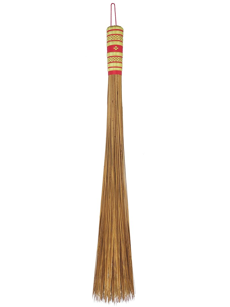32 inch Multi-Surface Sturdy Outdoor Authentic Coconut Leaf Broom Asian Heavy Duty Broom Thai Natural Coconut Leaf Broom (Country Rustic) 1 Piece