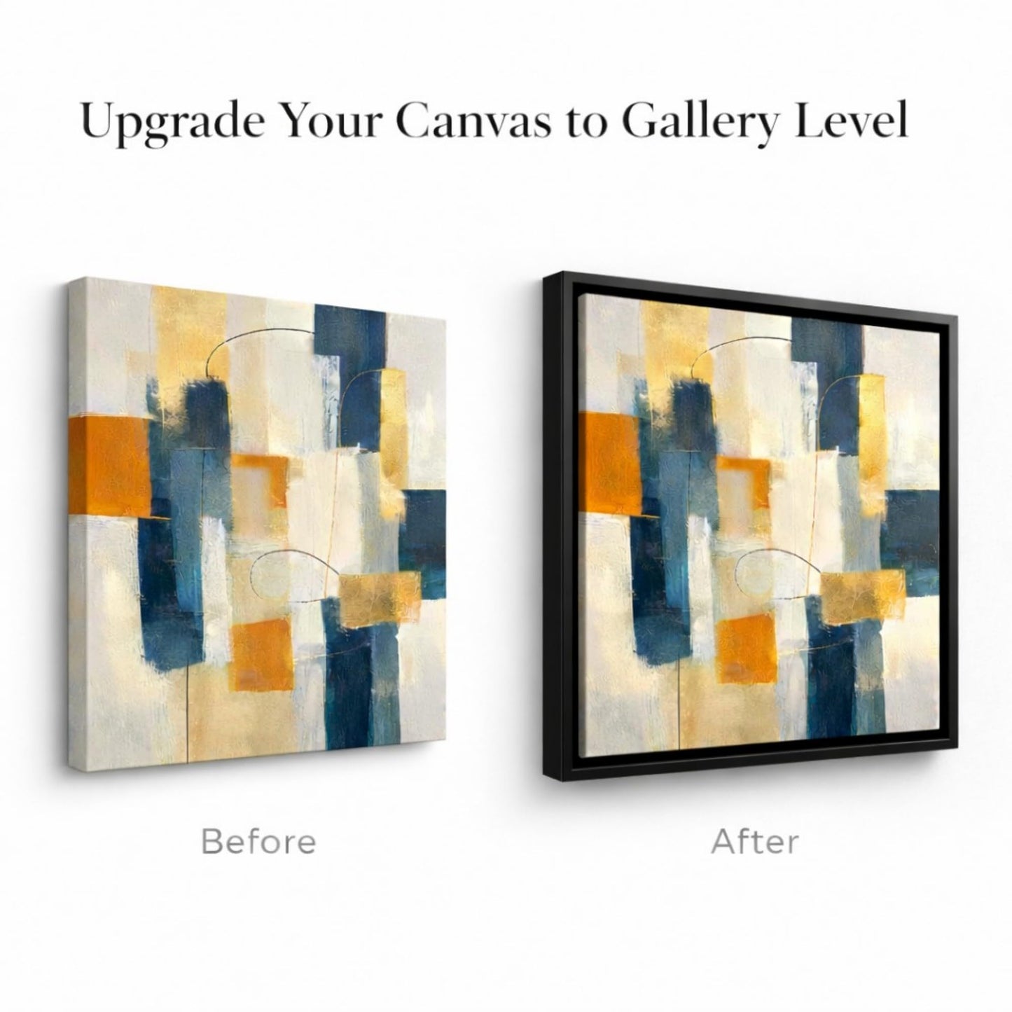 Canvas Floater Frame for 1 to 1.25 Inch Deep Gallery Wrapped Canvas, Modern Wood Grain Textured Floating Frame for Finished Oil Paintings & Wall Art, Durable Lightweight Polyresin, Made in USA (Black,8 x 8 Inch)