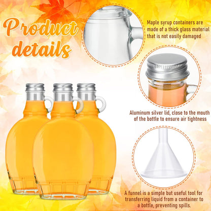 24 5 oz 4 meekoo Pieces Glass Syrup Bottles with Aluminum Lid and Loop Handle Glass Maple Bottles Maple Syrup Jars