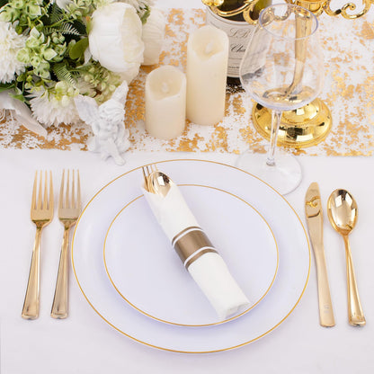 Supernal 120Pack Gold Plastic Silverware Wrapped Plastic Cutlery Set with Napkin,Pre Rolled Napkins with Cutlery Set,Rolled Silverware Disposable For Valentine's Day Mother's Day and Easter