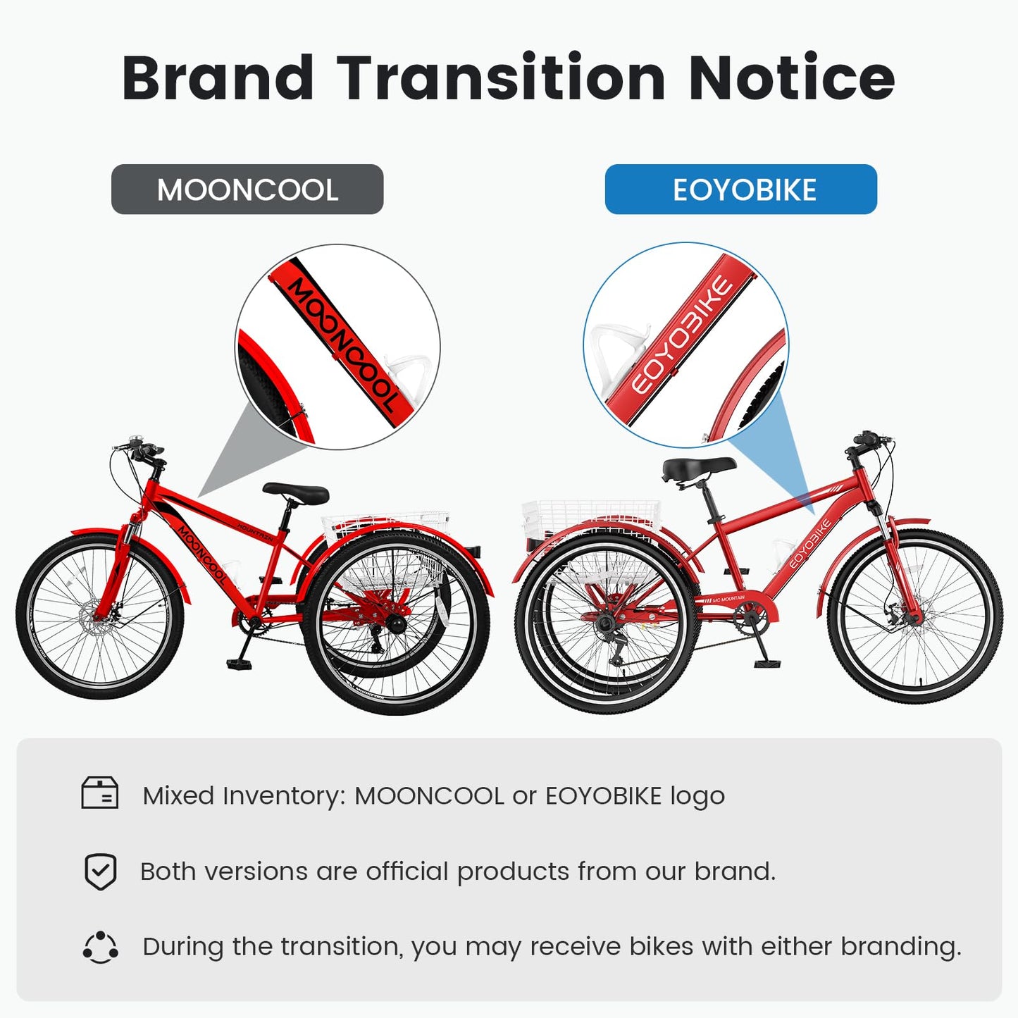 EOYOBIKE 7-Speed Adult Mountain Tricycle, 24/26/27.5 Inch 3-Wheel Bike for Seniors, Men's and Women's Trike with Large Rear Basket for Exercise & Shopping