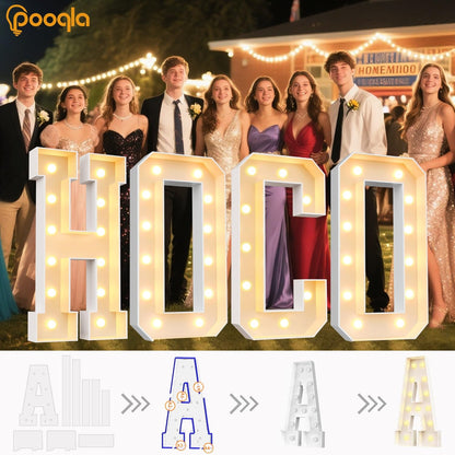 Pooqla 4 FT Marquee Light Up Letters, Marquee Letter Lights 4 Feet Tall, Giant Letter Sign Big Mosaic Letters for Balloons Birthday Party Anniversary Wedding Decorations, Warm White Letter L
