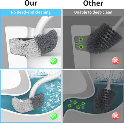 Set, 1 Pack Marbarsse Bathroom Toilet Bowl Brush and Holder, Curved Design Dismount Toilet Brush for Deep Cleaning