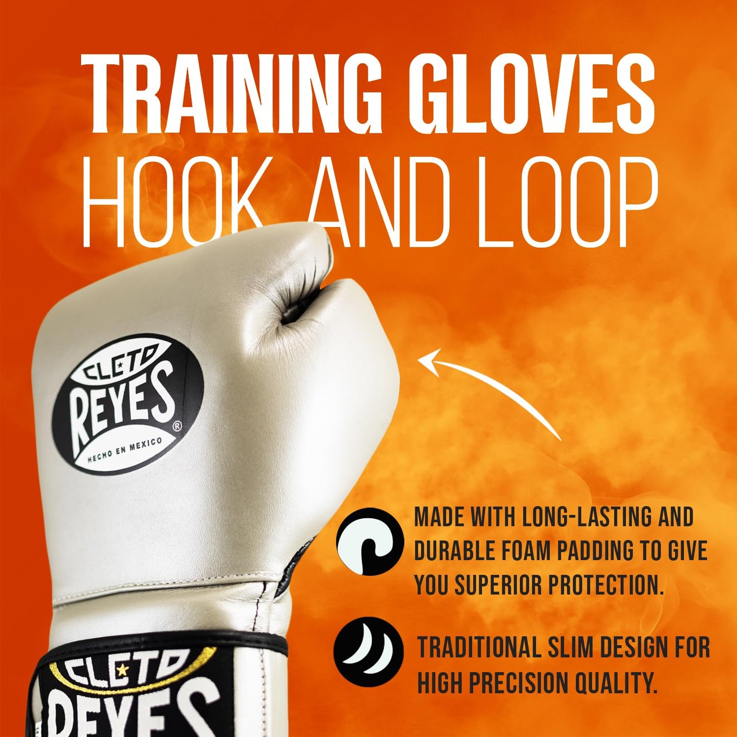 CLETO REYES Training Gloves with Leather Strap & Attached Thumb and Hook & Loop Closure, 14oz, Classic Red