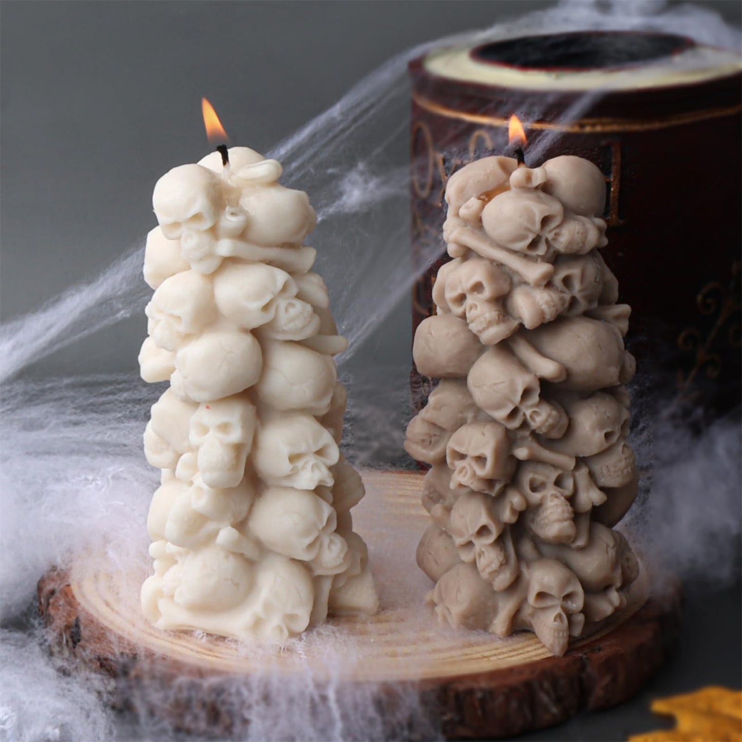 3D Skull Candle Silicone Mold, Halloween Creative Skul lSilicone Soap Mold Chocolate Candy Cake Decor, Handmade Plaster Resin Clay Mould,Home Ornaments Party Decoration (Skull Tower)