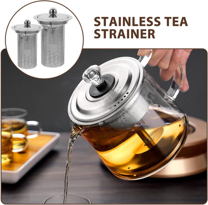 HEMOTON Tea Infusers for Loose Tea, 2Pcs Stainless Steel Strainers, Fine Mesh Steeper, Tea Basket Insert