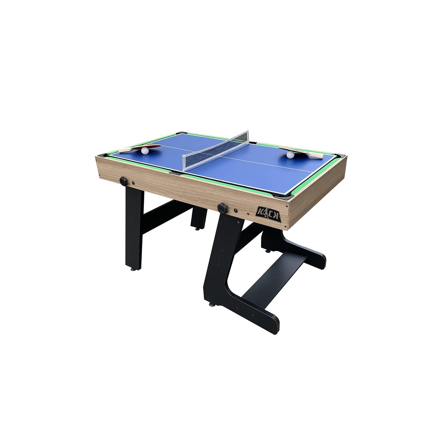KICK Quatro 55" 4-in-1 Multi Game Table (Brown) – Foosball, Billiards/Pool, Push Hockey & Ping Pong