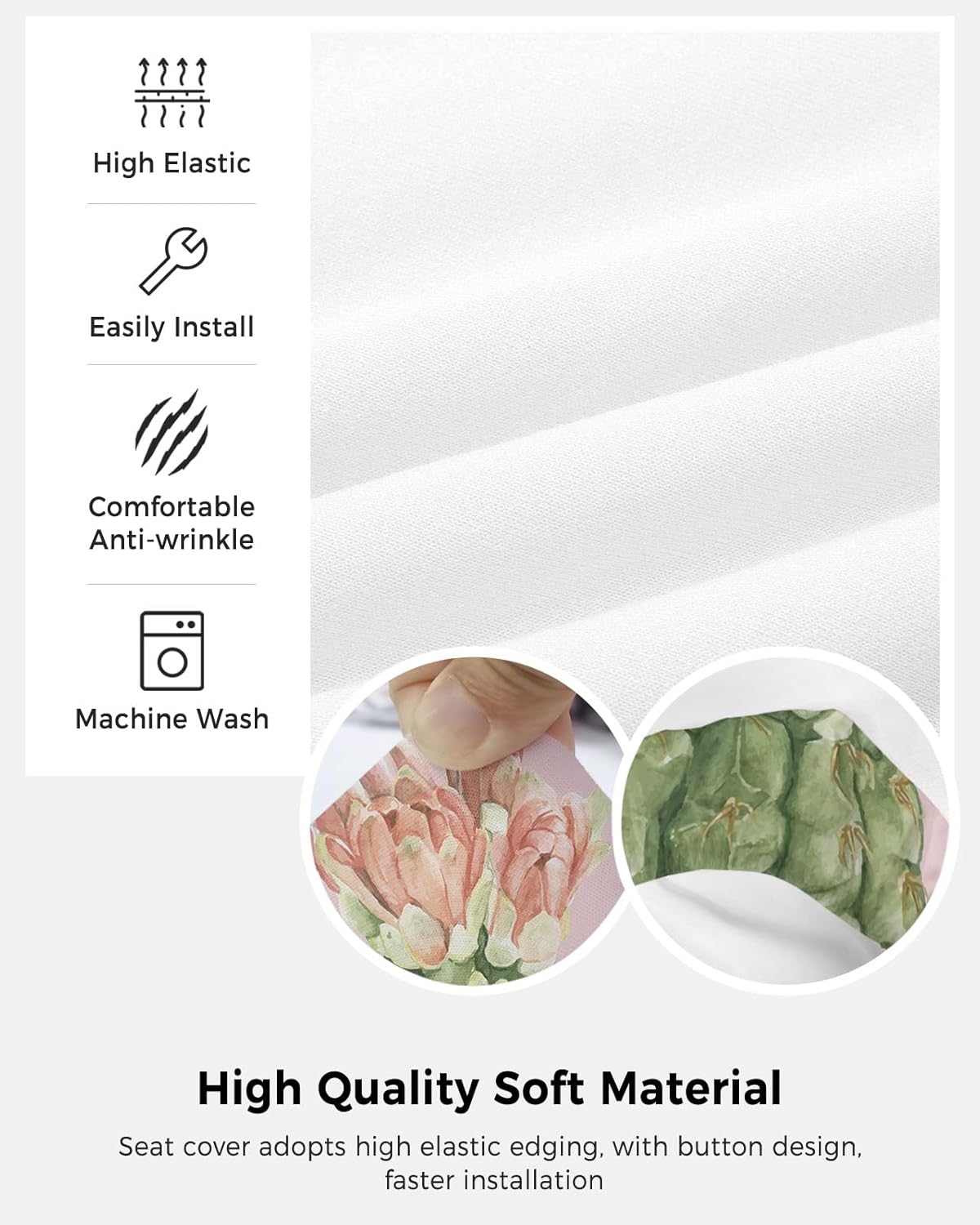 Cactus Computer Office Chair Cover, Red Flower Blossom, Stretchable Desk Chair Covers, Soft Polyester Universal
