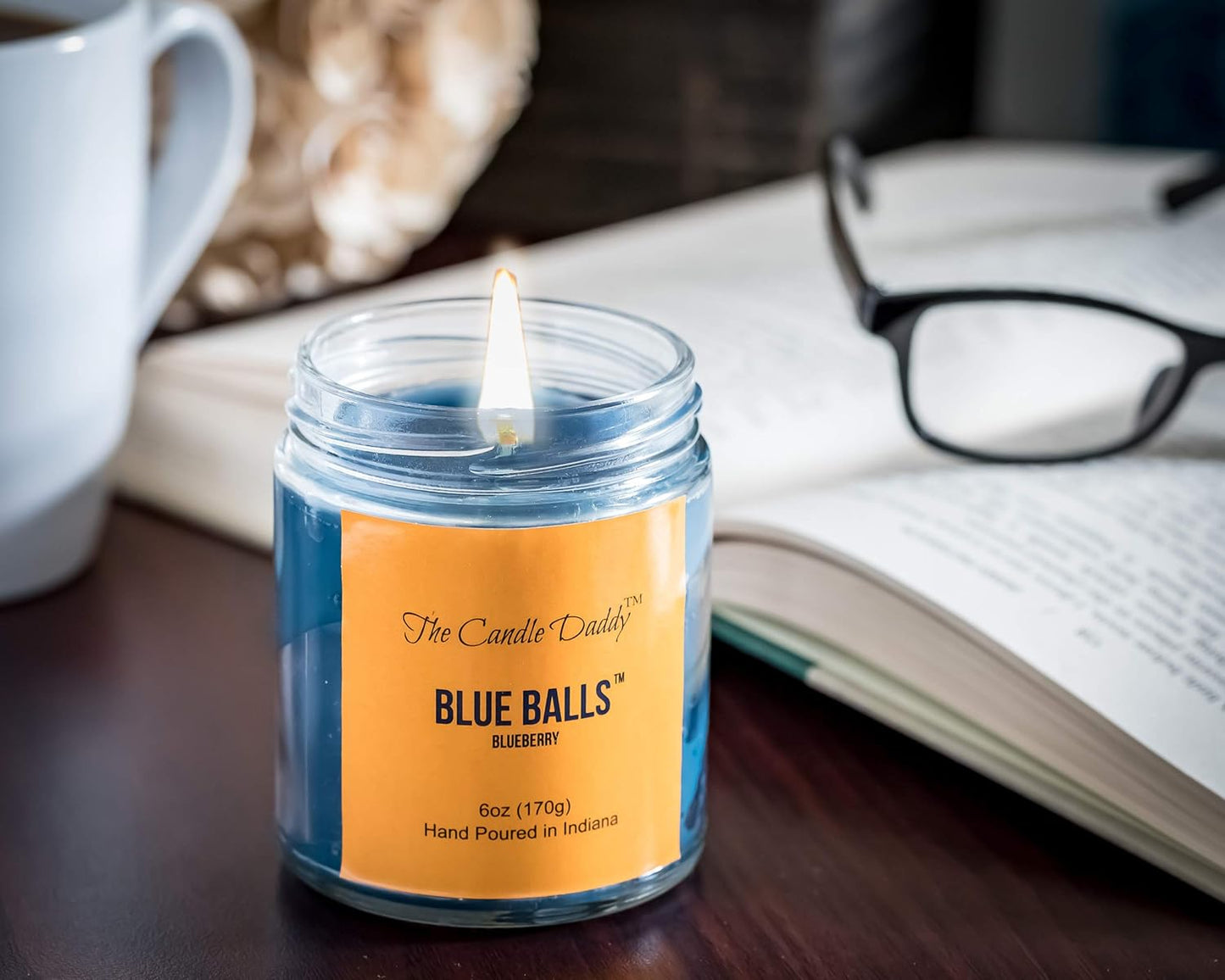Blue Balls - Blueberry Scented Candle - Funny 6 Ounce Jar Candle