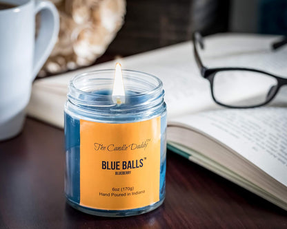 Blue Balls - Blueberry Scented Candle - Funny 6 Ounce Jar Candle