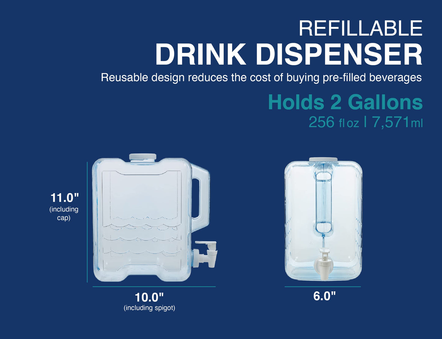 Arrow Home Products 2 Gallon Drink Dispenser for Fridge - Plastic Beverage Dispenser with Spigot for Easy Dispensing - BPA Free Plastic - Convenient Handle, Easy-Pour Spout